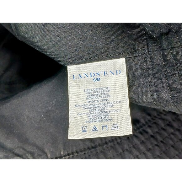 Lands End Black Bucket Hat Microfiber Size S/M Water Resistant Lightweight - Picture 8 of 8